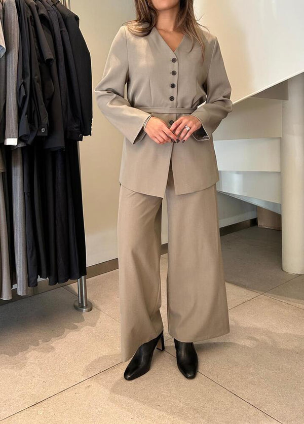 5 Buttons V- Neck Blazer +Pants Set