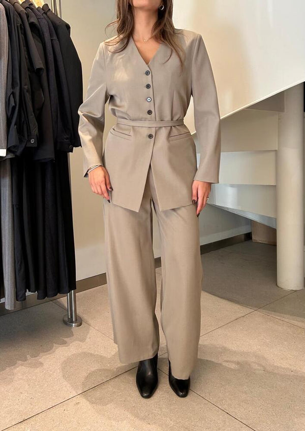 5 Buttons V- Neck Blazer +Pants Set