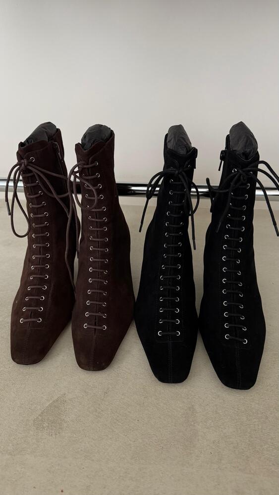 Lace-Up Suede Boots
