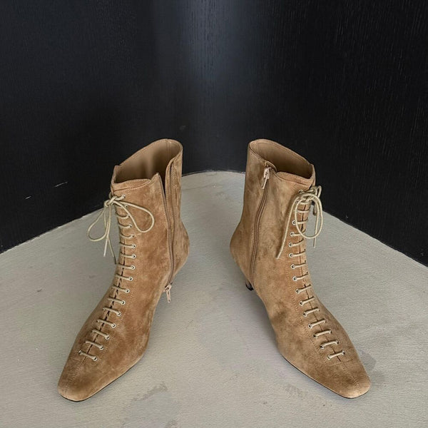 Lace-Up Suede Boots