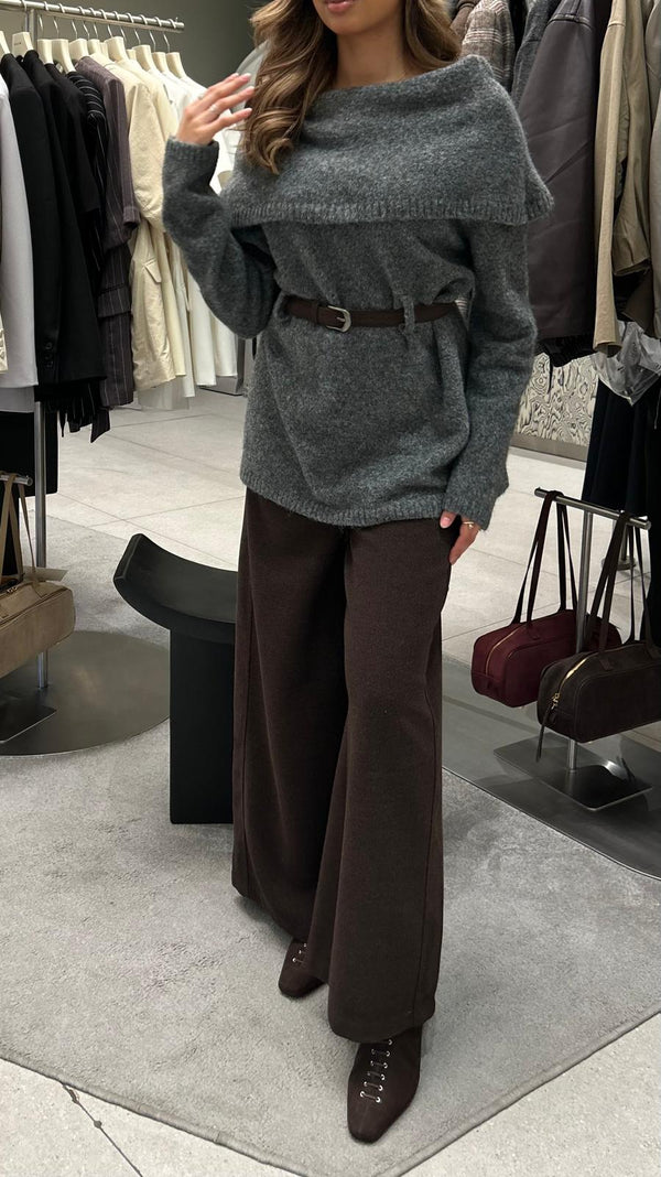 Pullover Sweater With Belt