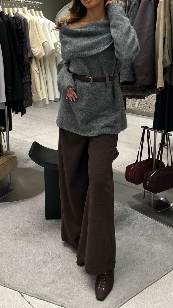 Pullover Sweater With Belt