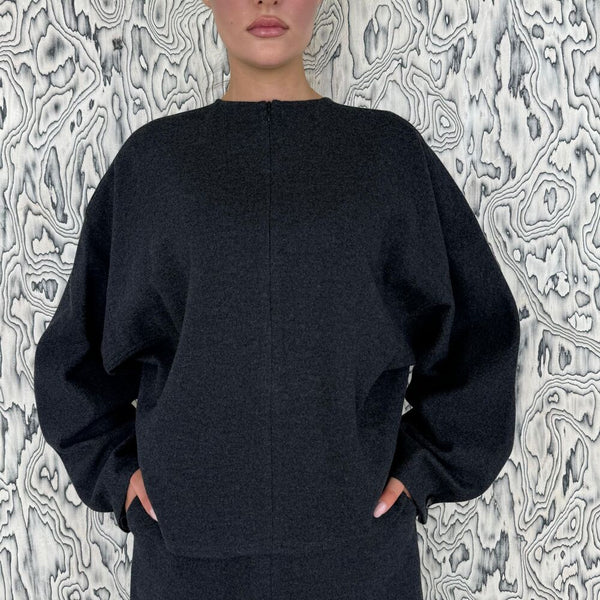 Round Neck Wool Skirt Set