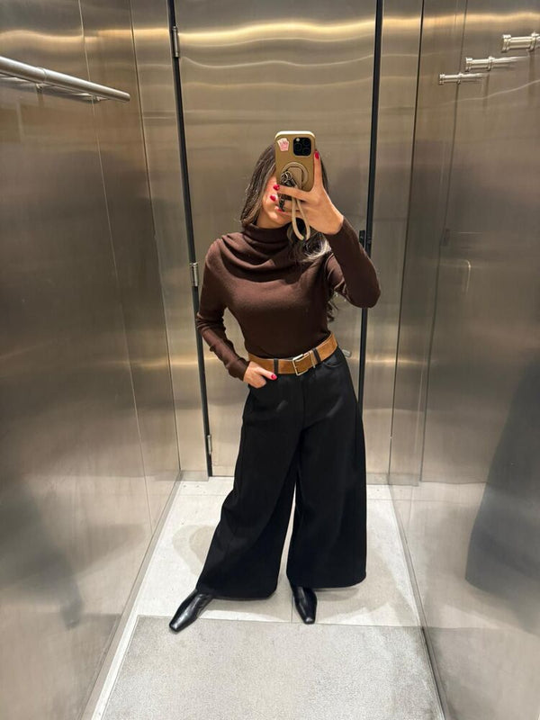 Puffed Shoulder Sweater