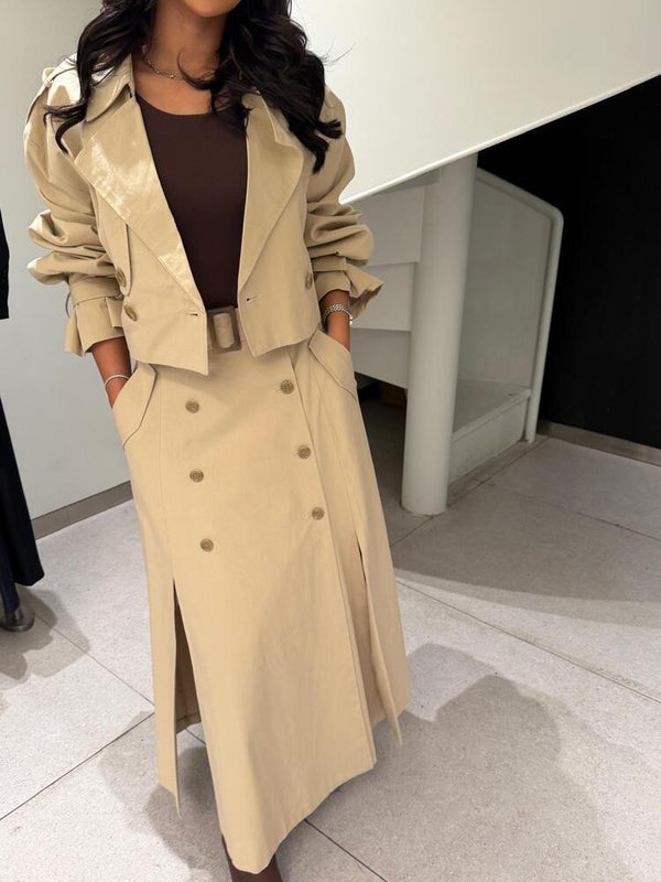Cropped Trench Coat Set