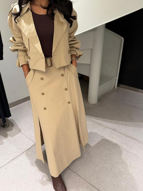 Cropped Trench Coat Set