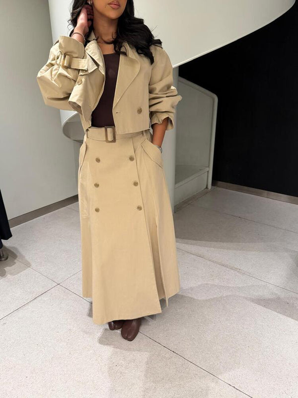 Cropped Trench Coat Set