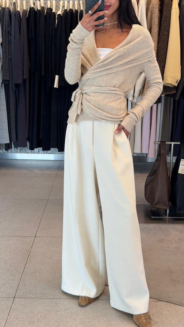 Tied-Waist Wool Cardigan