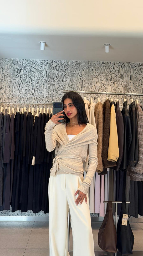 Tied-Waist Wool Cardigan