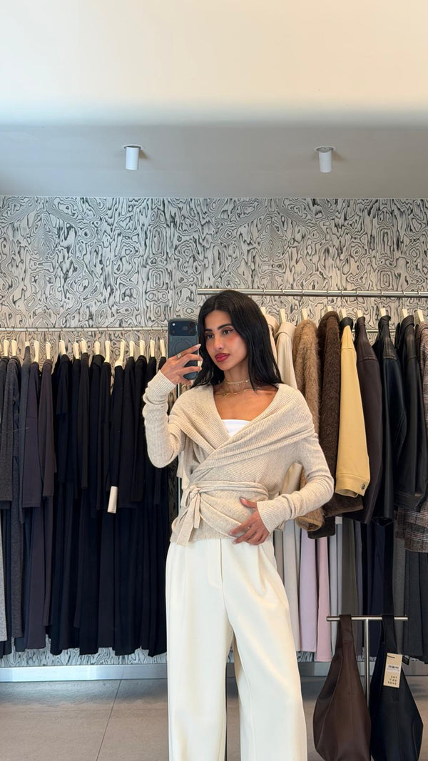 Tied-Waist Wool Cardigan