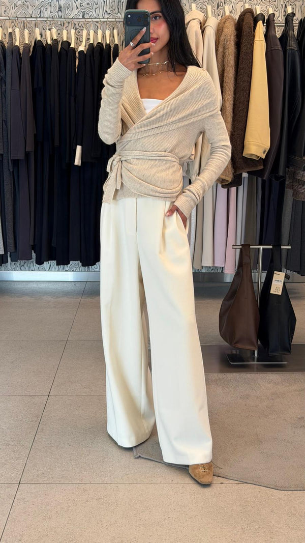 Tied-Waist Wool Cardigan