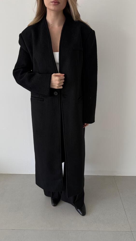 Collarless Long Coat