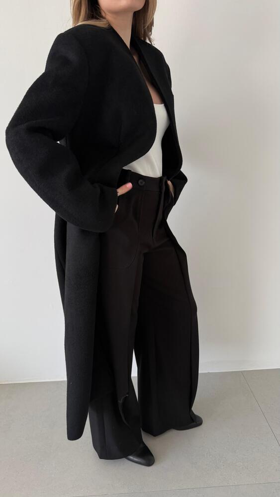 Collarless Long Coat