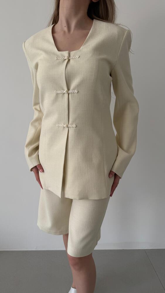 Mandarin Button Short Set