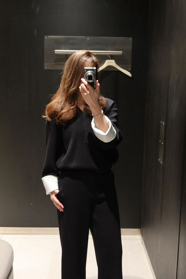 V-Neck Sweatshirt + Pants Set