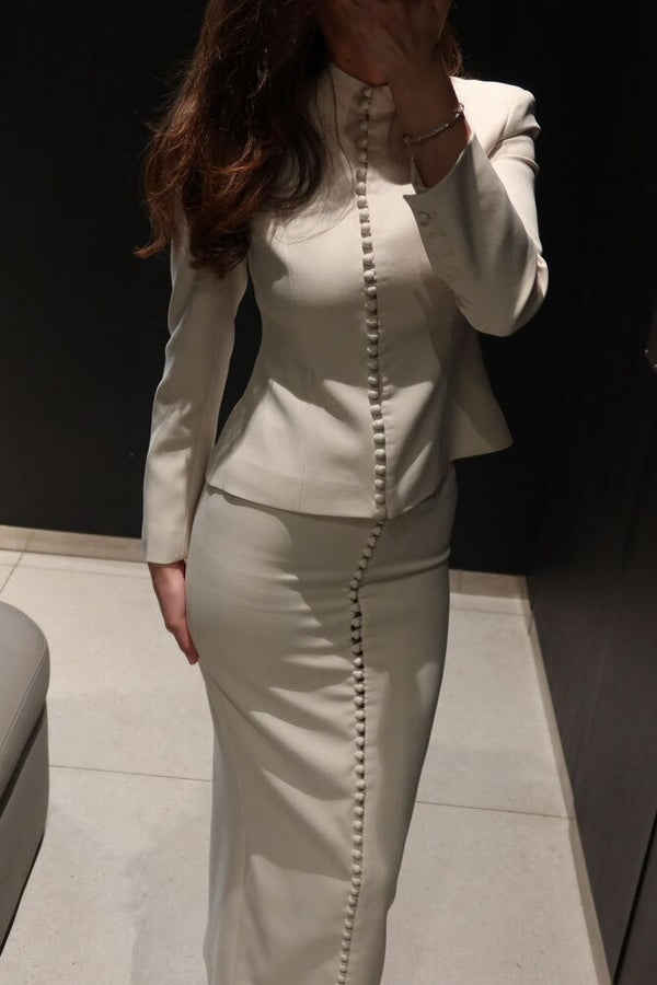 Button Suit Skirt Set