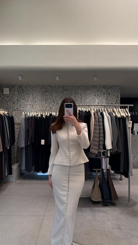 Button Suit Skirt Set