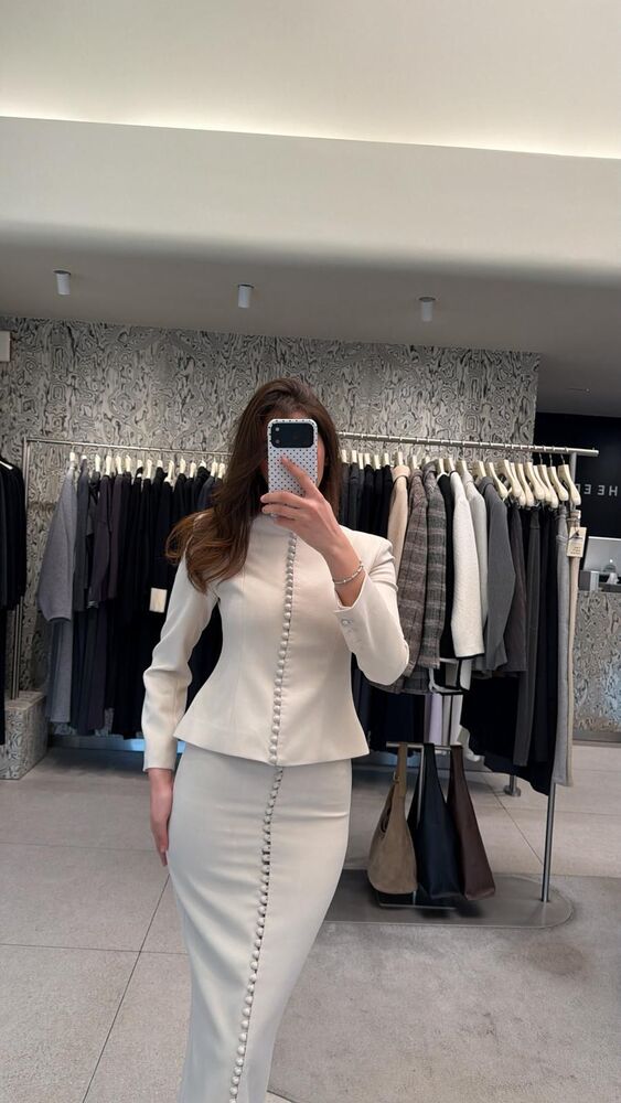 Button Suit Skirt Set