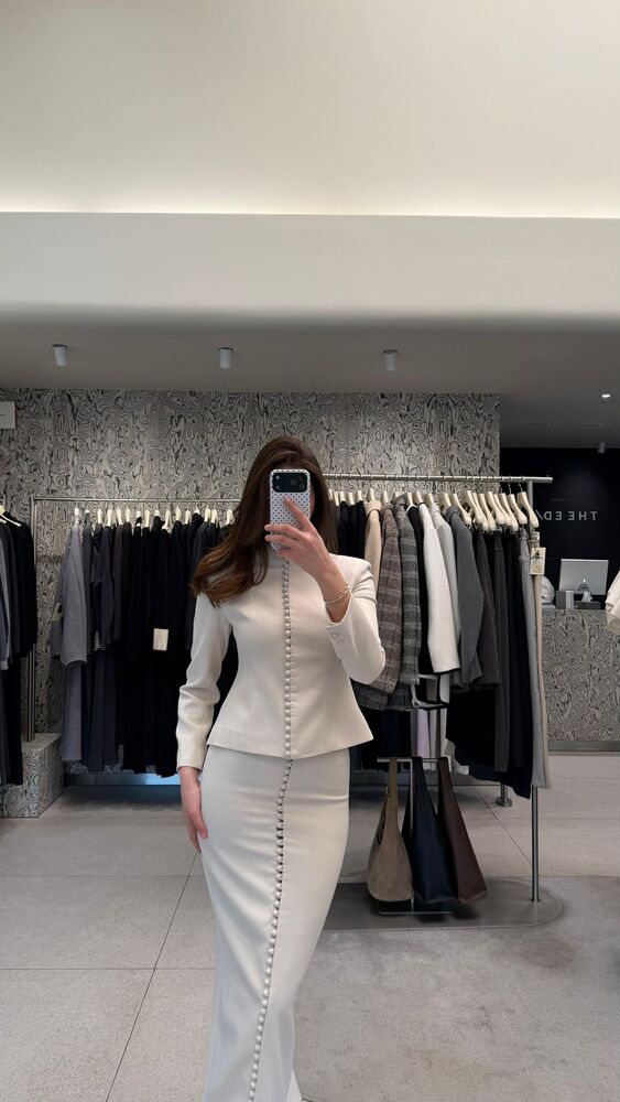 Button Suit Skirt Set