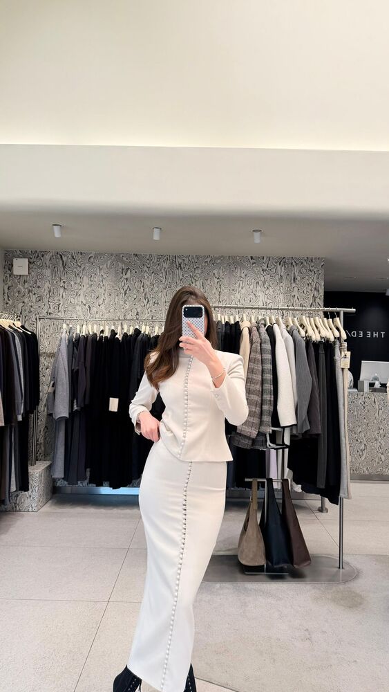 Button Suit Skirt Set