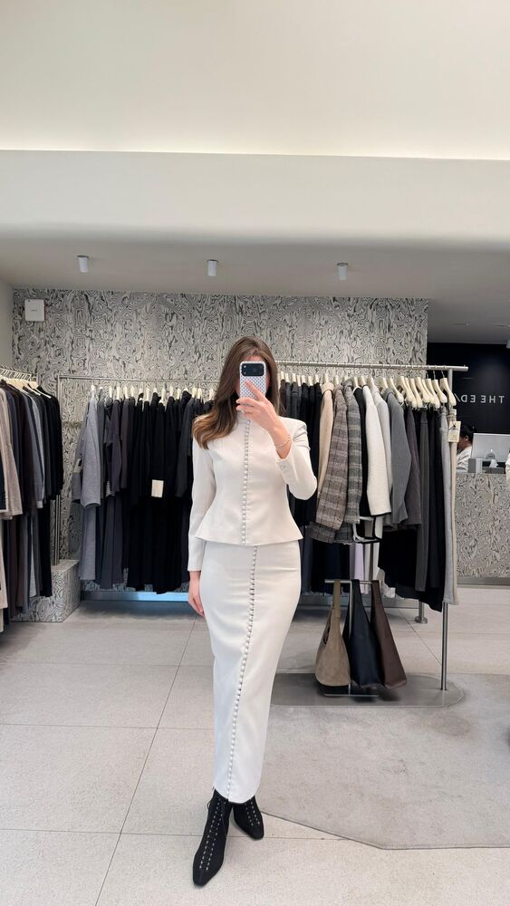 Button Suit Skirt Set