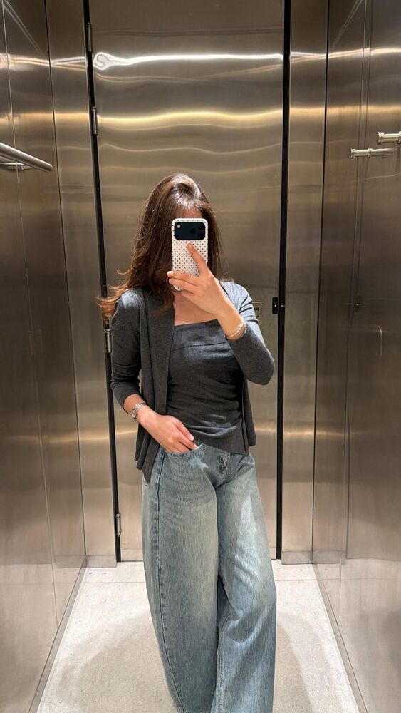 Vertical Striped Baggy Jeans