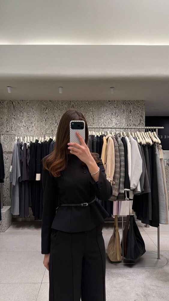 Belted Collarless Blazer + Pants Set