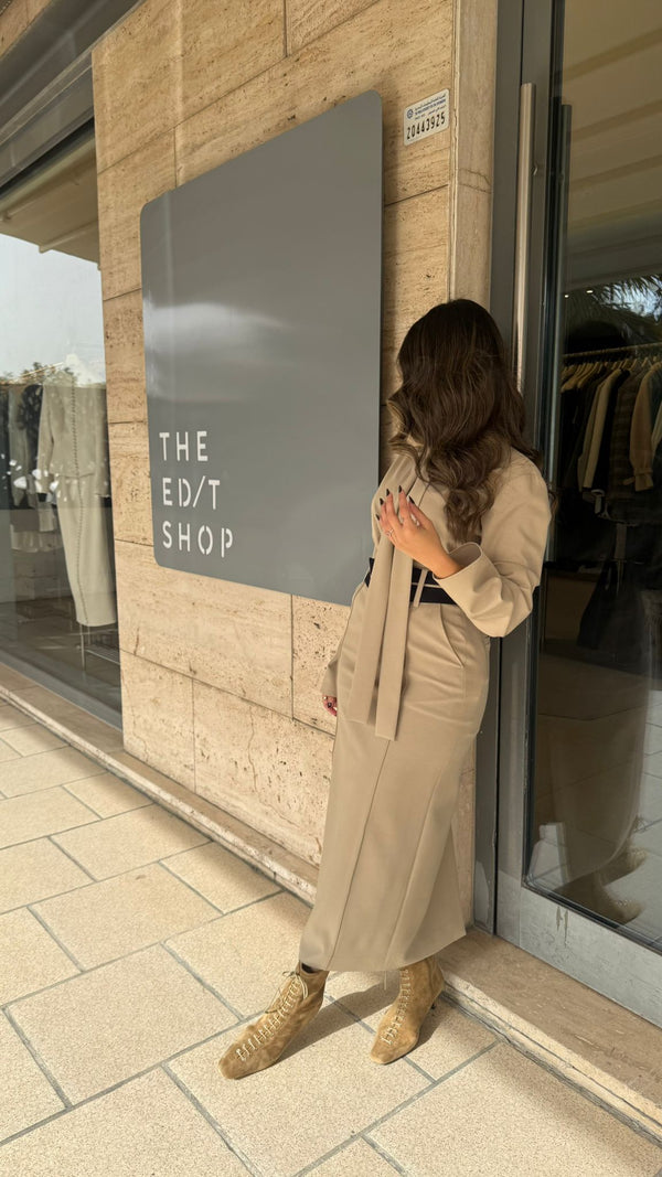 Collarless Tie Blouse + Skirt Set