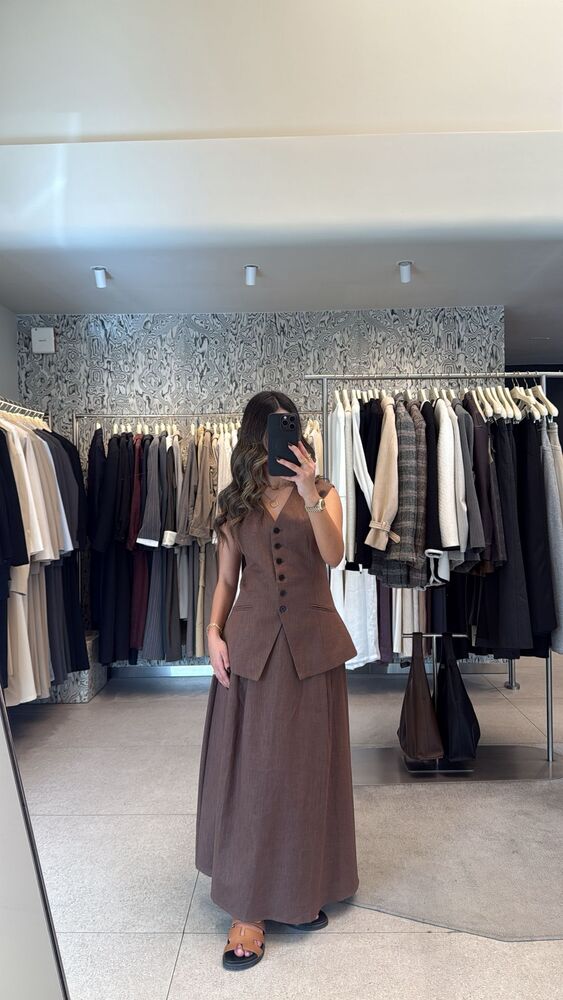 Vest with Skirt Linen Set