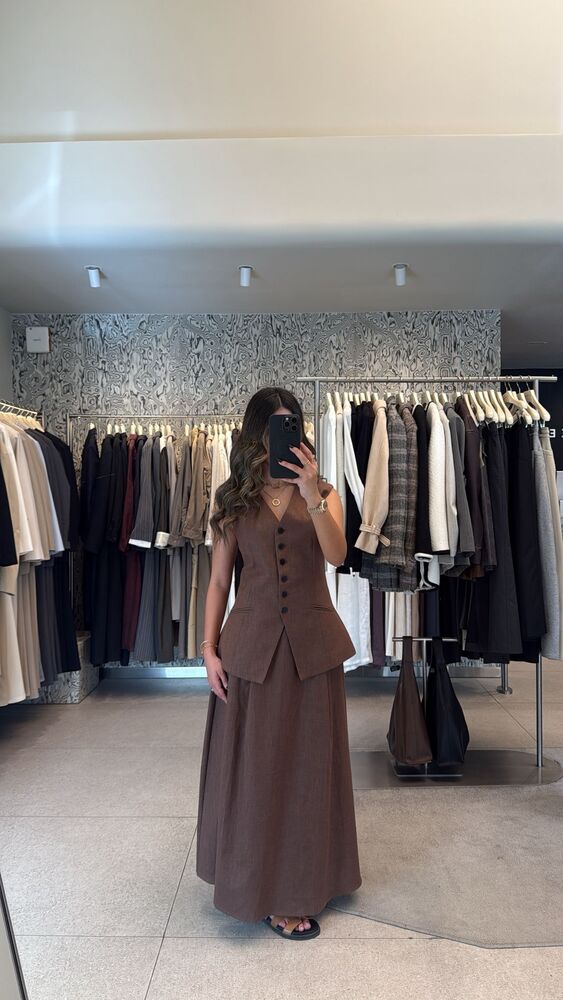 Vest with Skirt Linen Set