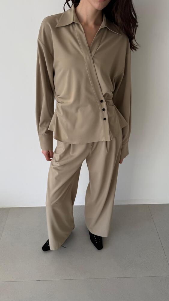3 Button Twisted Shirt + Pants Set