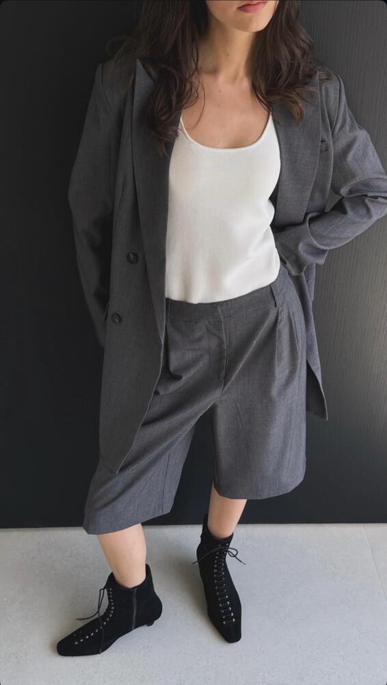 Gray Blazer + Short Set