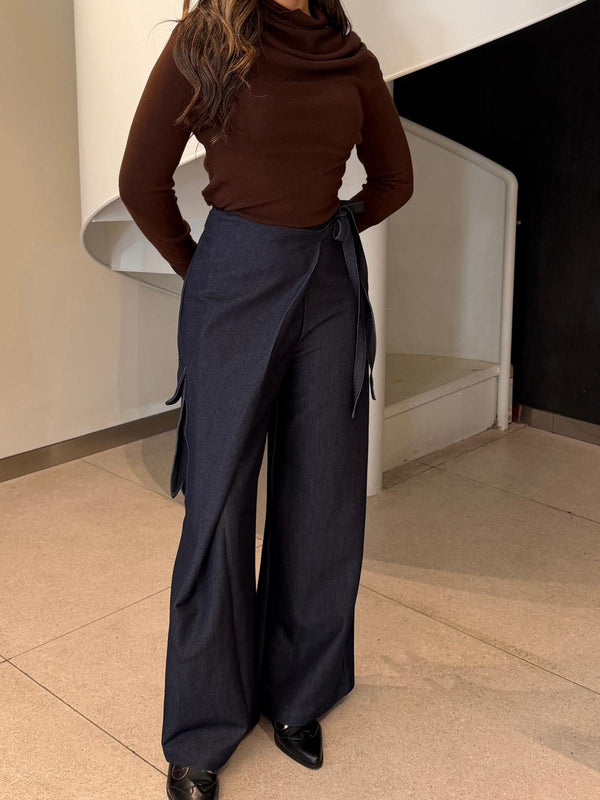 Asymmetric Wrap Cargo Pants
