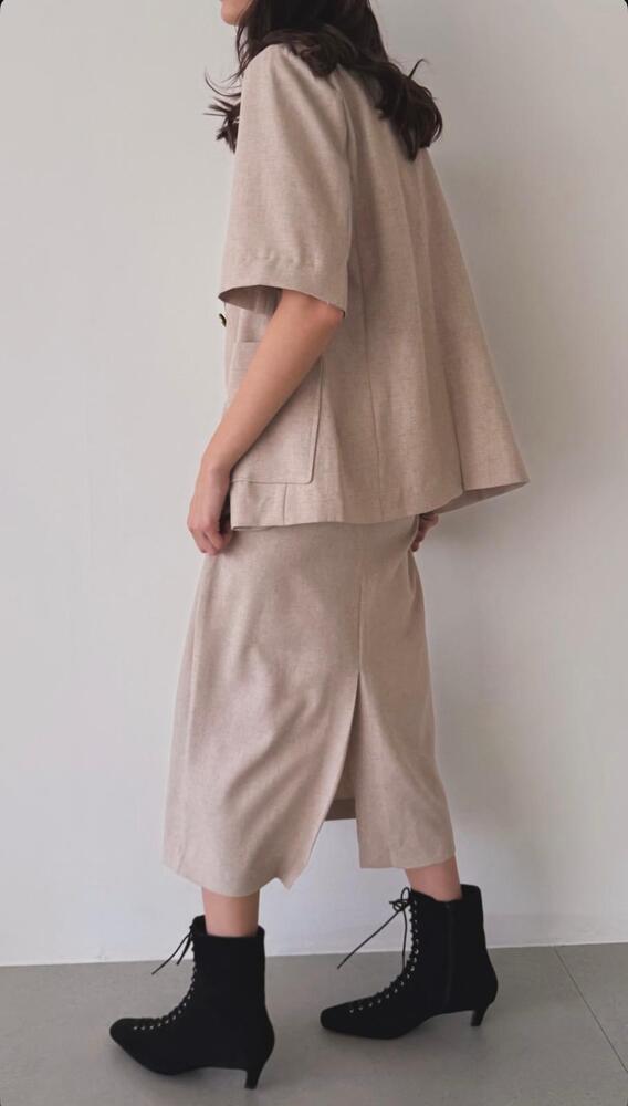 Half Sleeve Blazer + Skirt Set