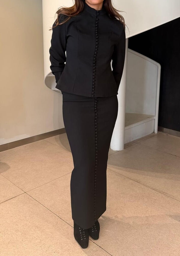 Button Suit Skirt Set
