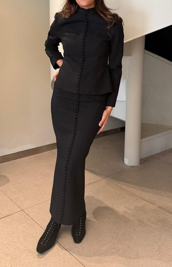 Button Suit Skirt Set