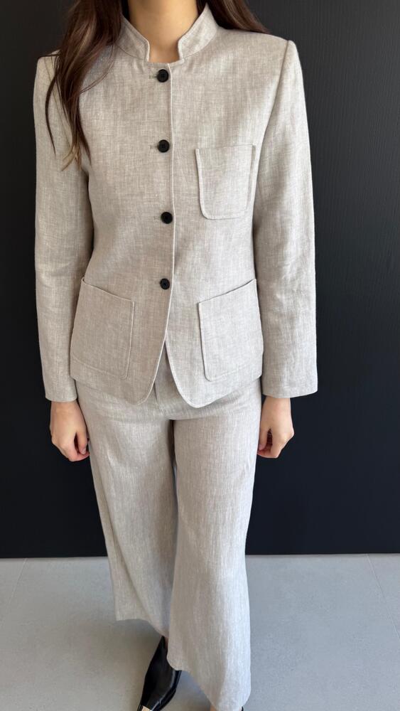 Button Up  Linen Jacket + Pants Set