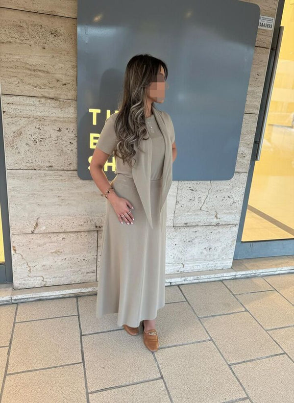 Scarf Polo Top + Skirt Set