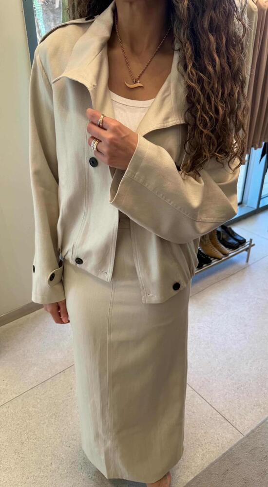 Funnel Neck Jacket + Skirt Set