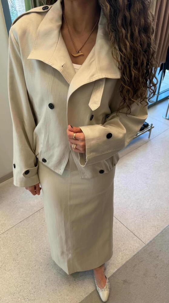 Funnel Neck Jacket + Skirt Set