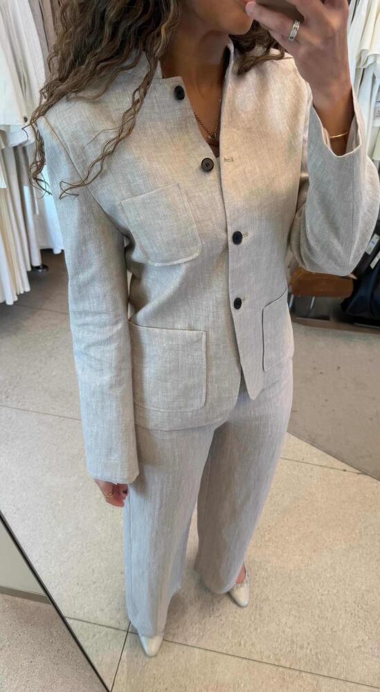 Button Up  Linen Jacket + Pants Set