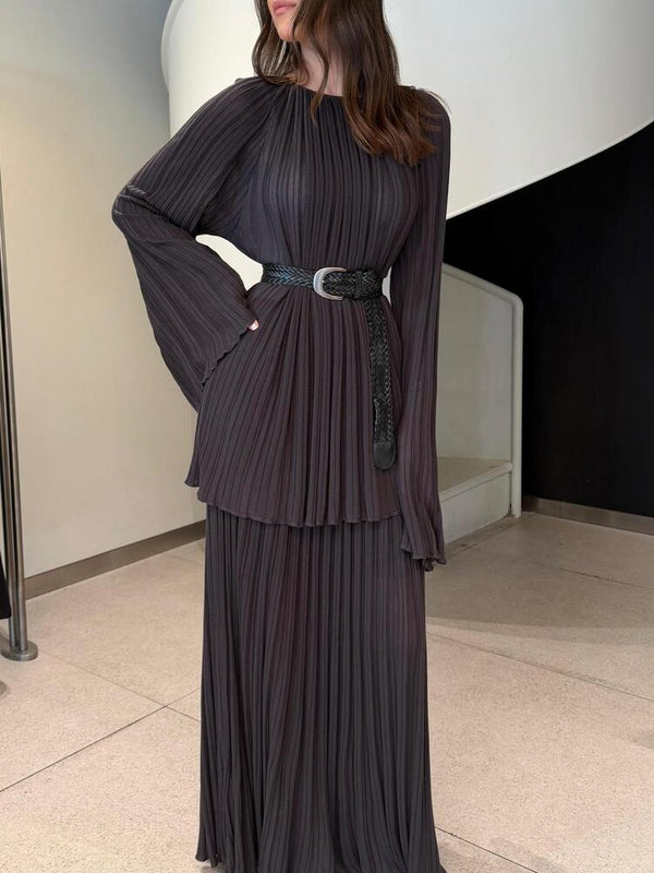 Belted Pleated Set