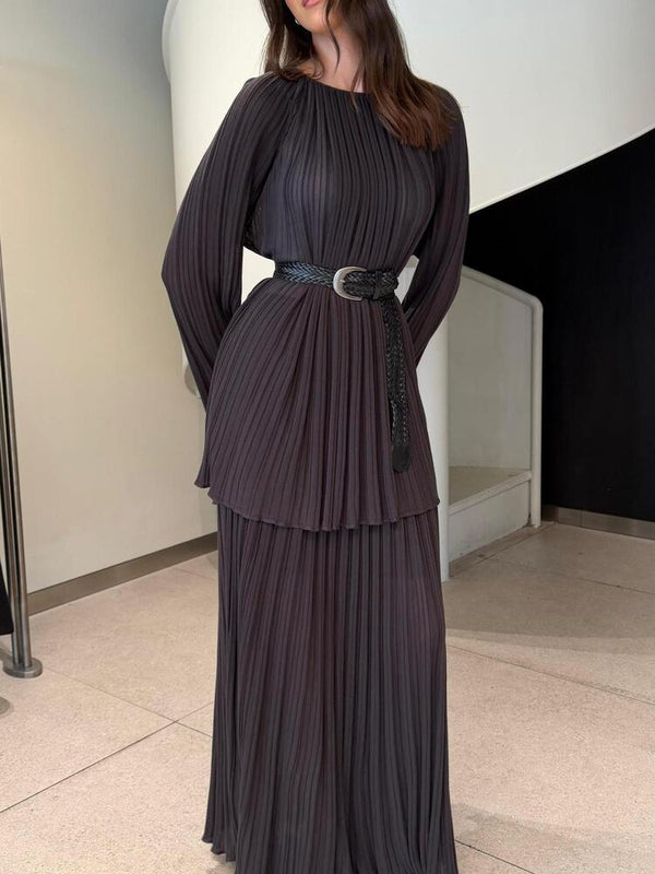 Belted Pleated Set