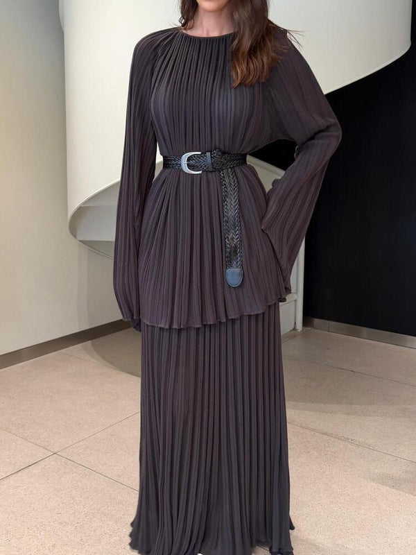Belted Pleated Set