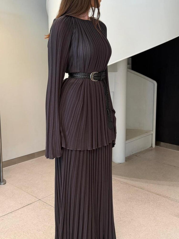 Belted Pleated Set