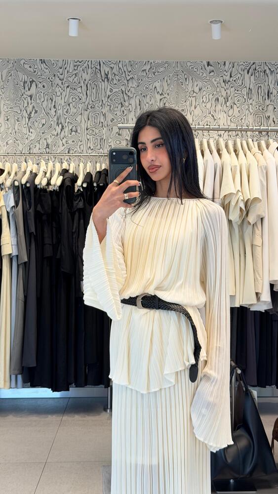 Belted Pleated Set