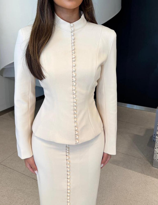 Button Suit Skirt Set