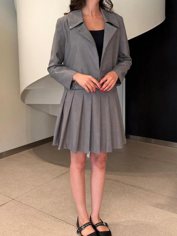 Cropped Jacket + Pleated Skirt