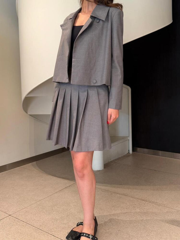 Cropped Jacket + Pleated Skirt