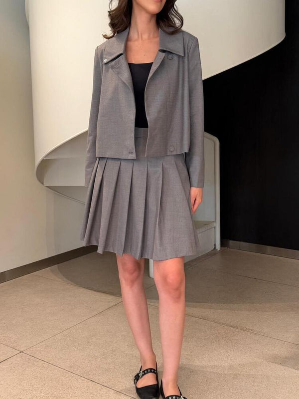 Cropped Jacket + Pleated Skirt